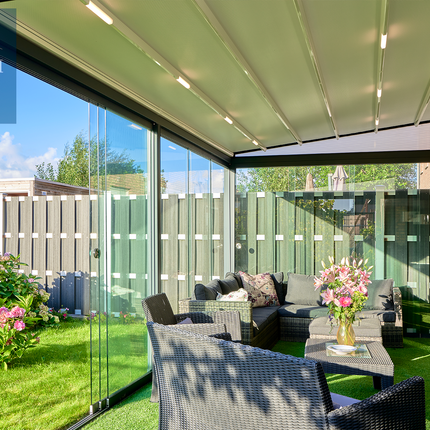 Verdeca Baldachin 400 x 300 cm Anthrazit/Weiß