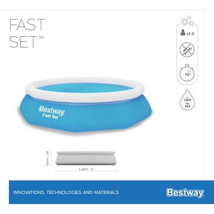 Piscine Bestway Fast Set Ø244cm x 61cm + pompe à filtre