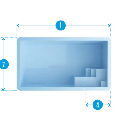 Piscina de poliéster Baie Lava Azul - 430 cm x 230 cm x 150 cm 