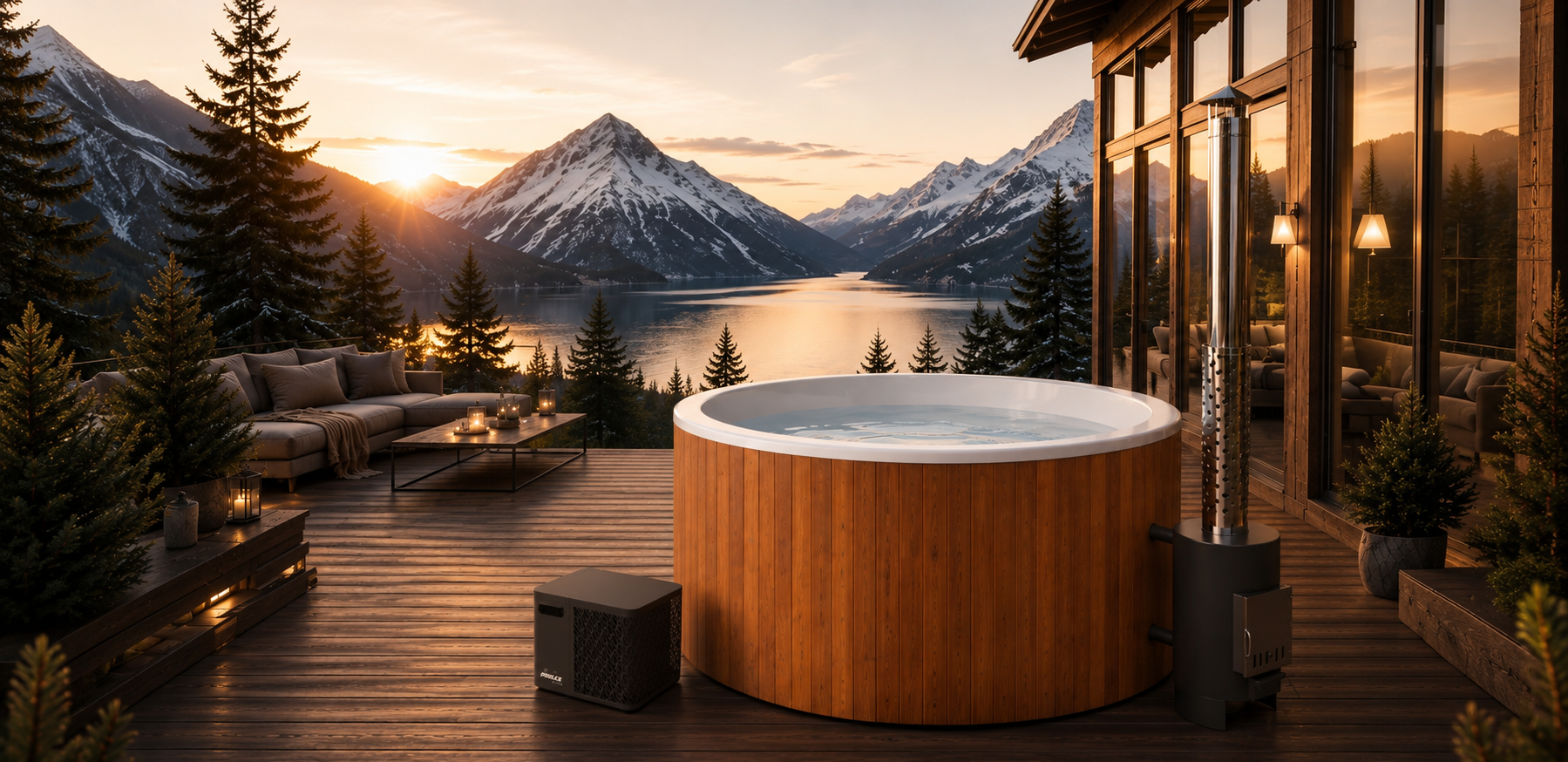 Houtgestookte hottub Extern - Oskar - 6 personen (Rond)