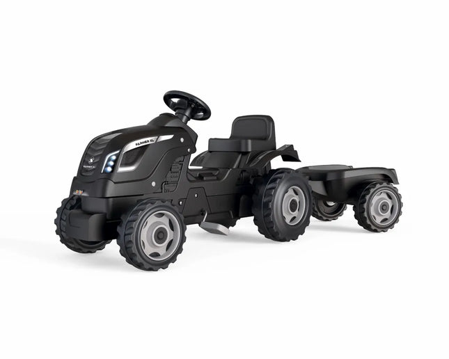 Tracteur à pédales Smoby Farmer XL avec remorque - Noir