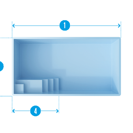 Piscina de poliéster Auron Azul - 570 cm x 295 cm x 150 cm