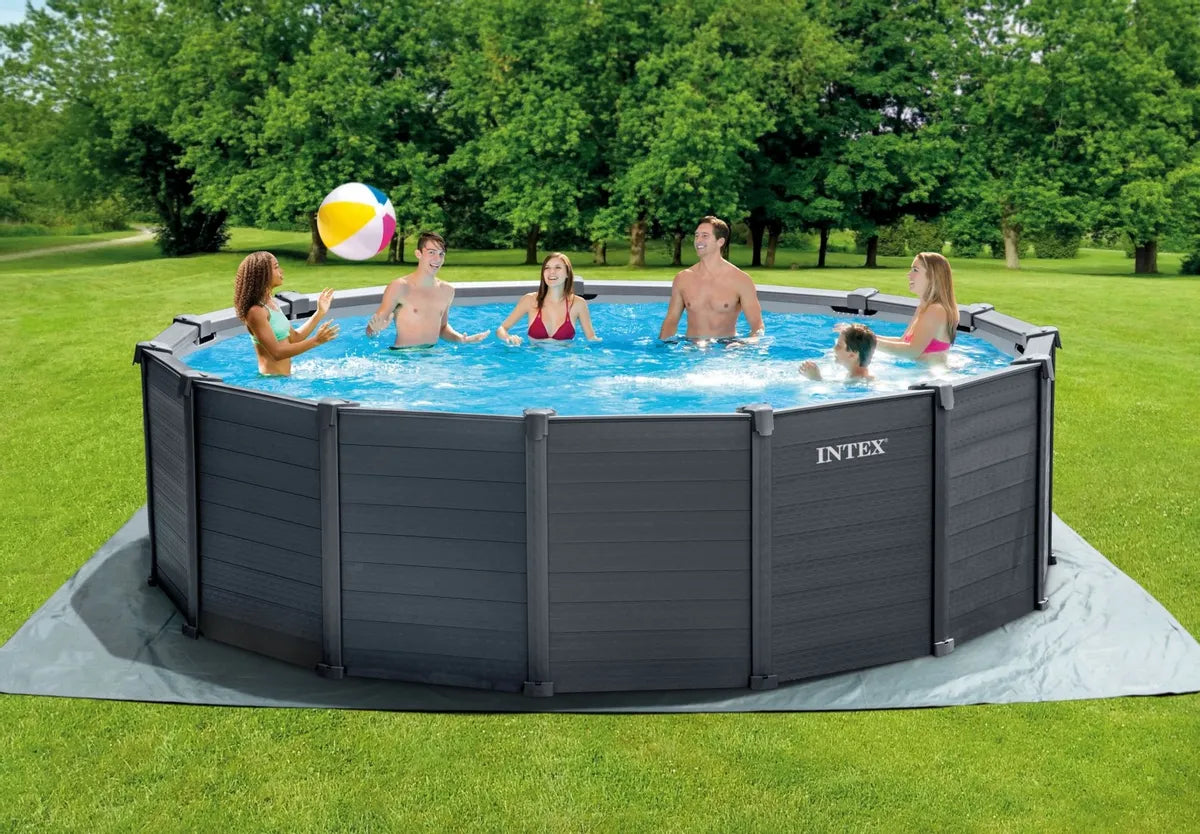 Intex Graphite Grey Panel zwembad - 478 x 124 cm - met zandfilterpomp en accessoires