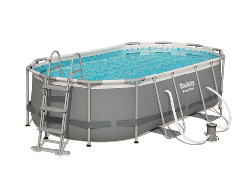 Bestway Power Steel Swimmingpool-Set Oval Grau 427 cm x 250 cm x 100 cm