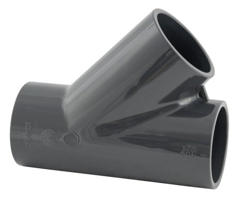 Raccordo a T 45° Manicotto adesivo in PVC-U 50 mm 16bar grigio 