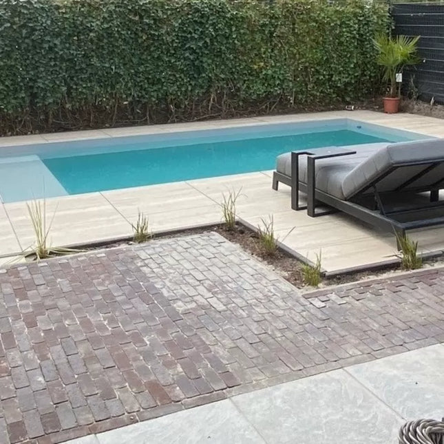 Piscine en polypropylène anthracite avec escalier droit - 1200 x 400 x 150 cm