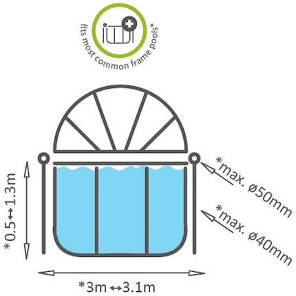 EXIT Auvent de piscine rond 300 cm - universel