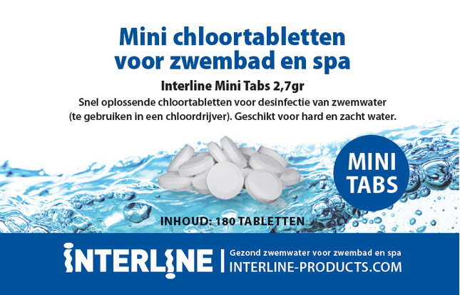 Interline Mini Quick Chlore Tablets - 180 pièces de 2,7 grammes - NL 