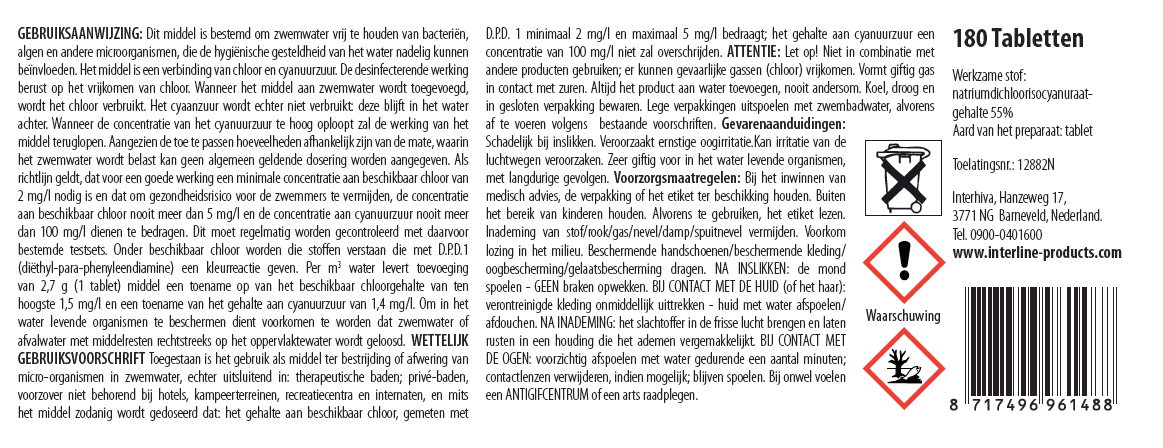 Interline Mini Quick Chlortabletten – 180 Stück à 2,7 Gramm – NL 