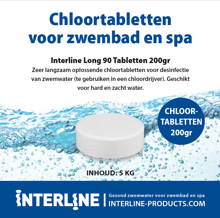 Comprimés de chlore Interline 5 kg (200 grammes)