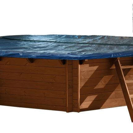 Cobertor de invierno con malla para piscina de madera Ø 355 cm (8 esquinas)