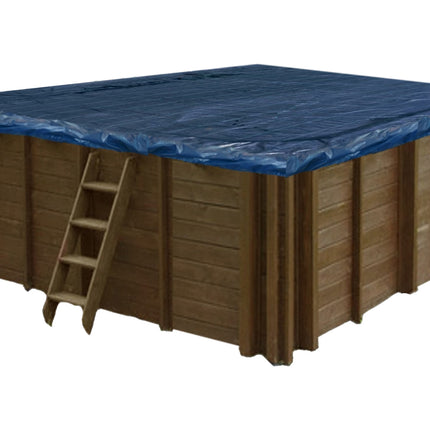 Lona de invierno con malla para piscina de madera 210 cm x 210 cm