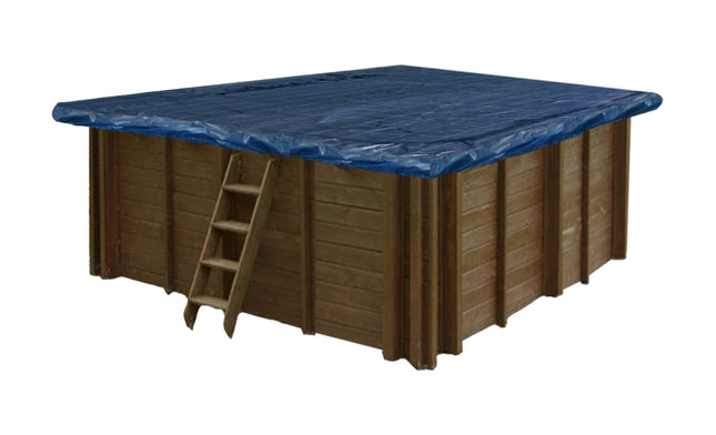 Lona de invierno con malla para piscina de madera 210 cm x 210 cm