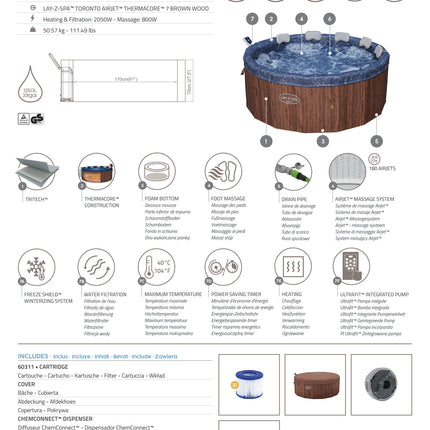 Spa sobre el suelo Lay-Z Spa Toronto AirJet - 7 personas con bomba incorporada