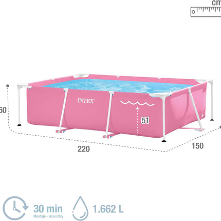 Intex Rechteckiger Rahmen 220 cm x 150 cm x 60 cm – Rosa