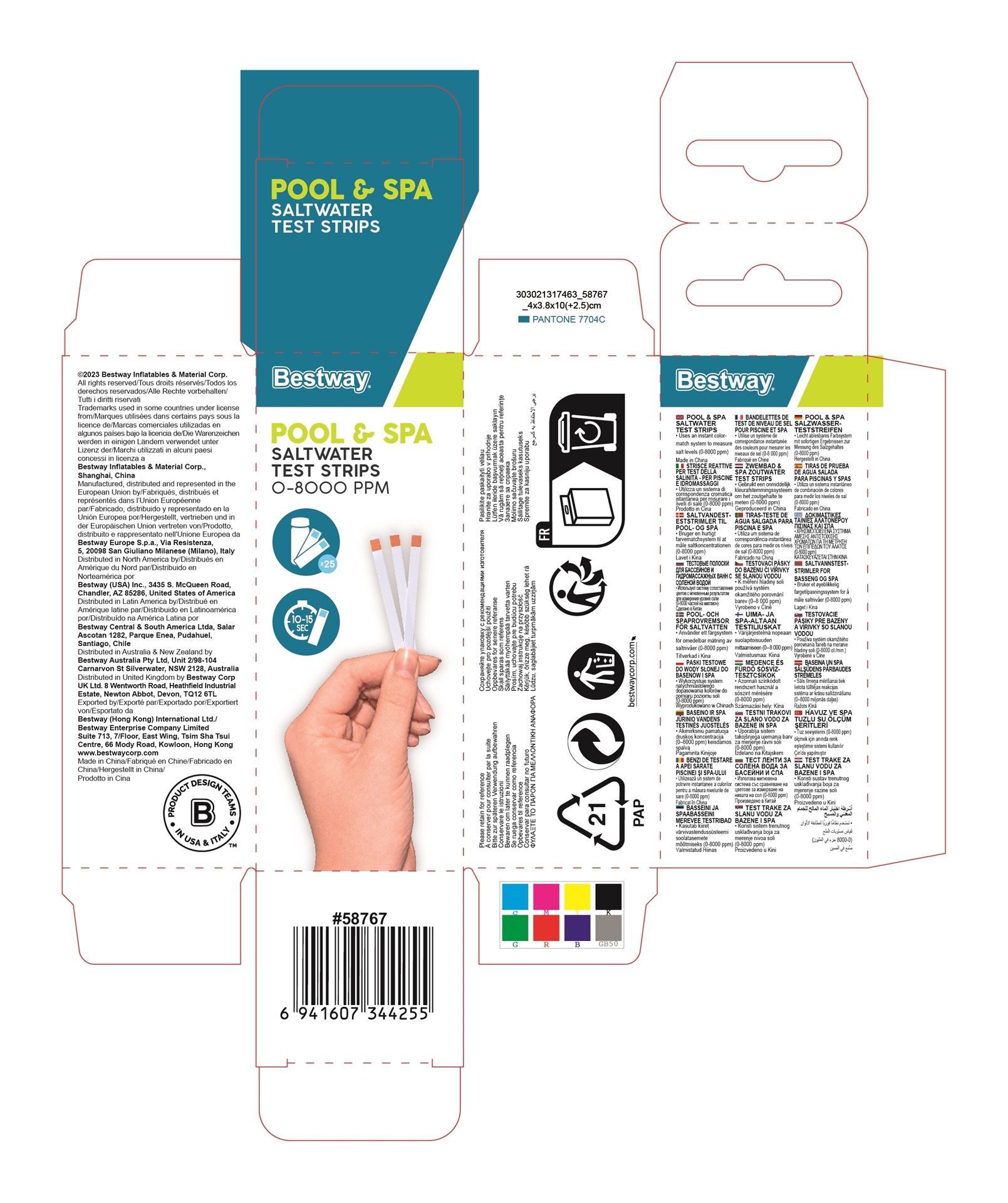 Bestway zoutwater teststrips - 25 stuks