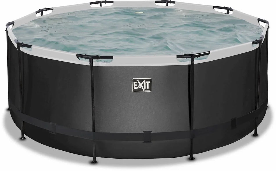 Piscine EXIT Cuir Noir - Ø 360 x 122 cm - avec pompe filtre à sable et escalier