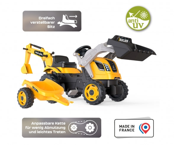 Smoby Builder Max tractor + aanhangwagen