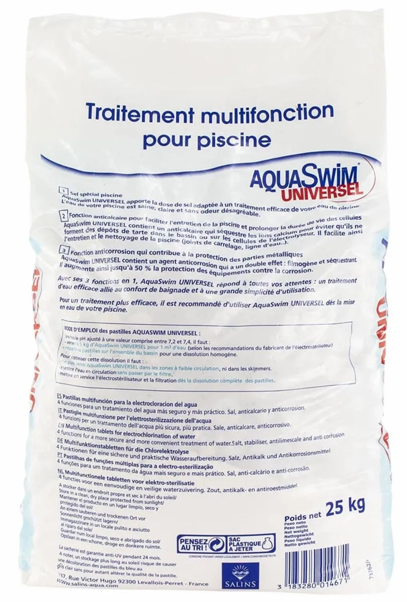 AquaSwim Universel 3 in 1 zwembadzout - 25 kg