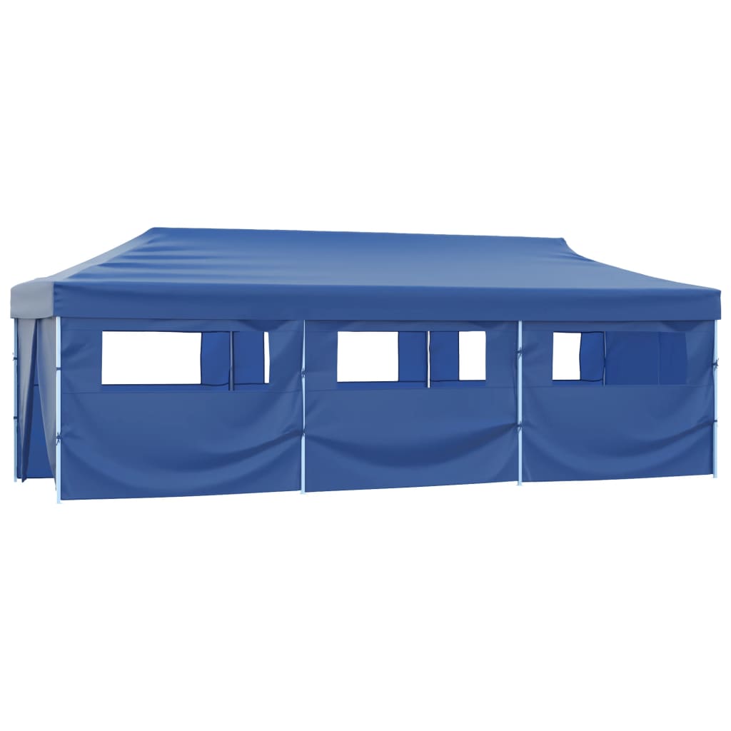 Vouwtent Pop-Up Met 8 Zijwanden 870X291X315 Cm Blauw