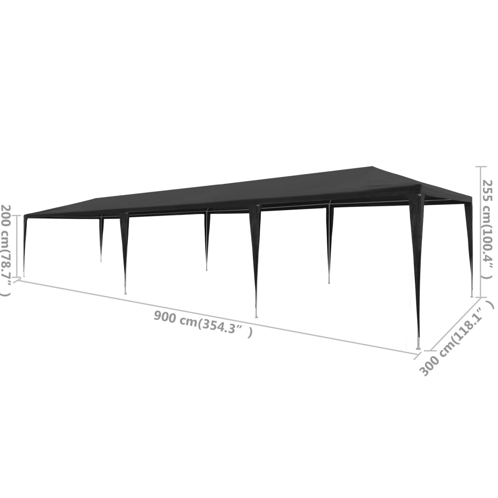 Partytent 3X9 M Pe Antraciet