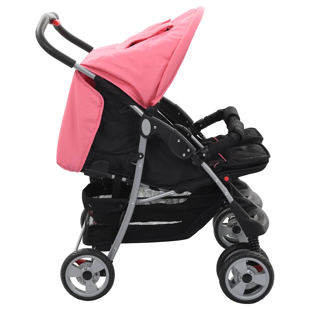 Tweelingkinderwagen Staal En Zwart