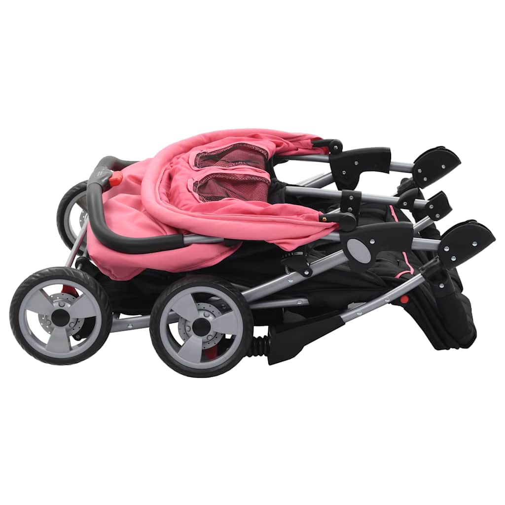 Tweelingkinderwagen Staal En Zwart