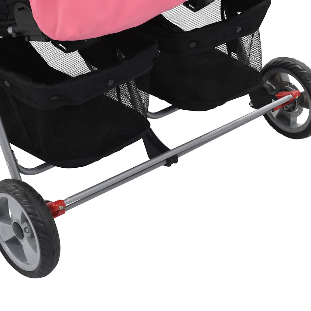 Tweelingkinderwagen Staal En Zwart