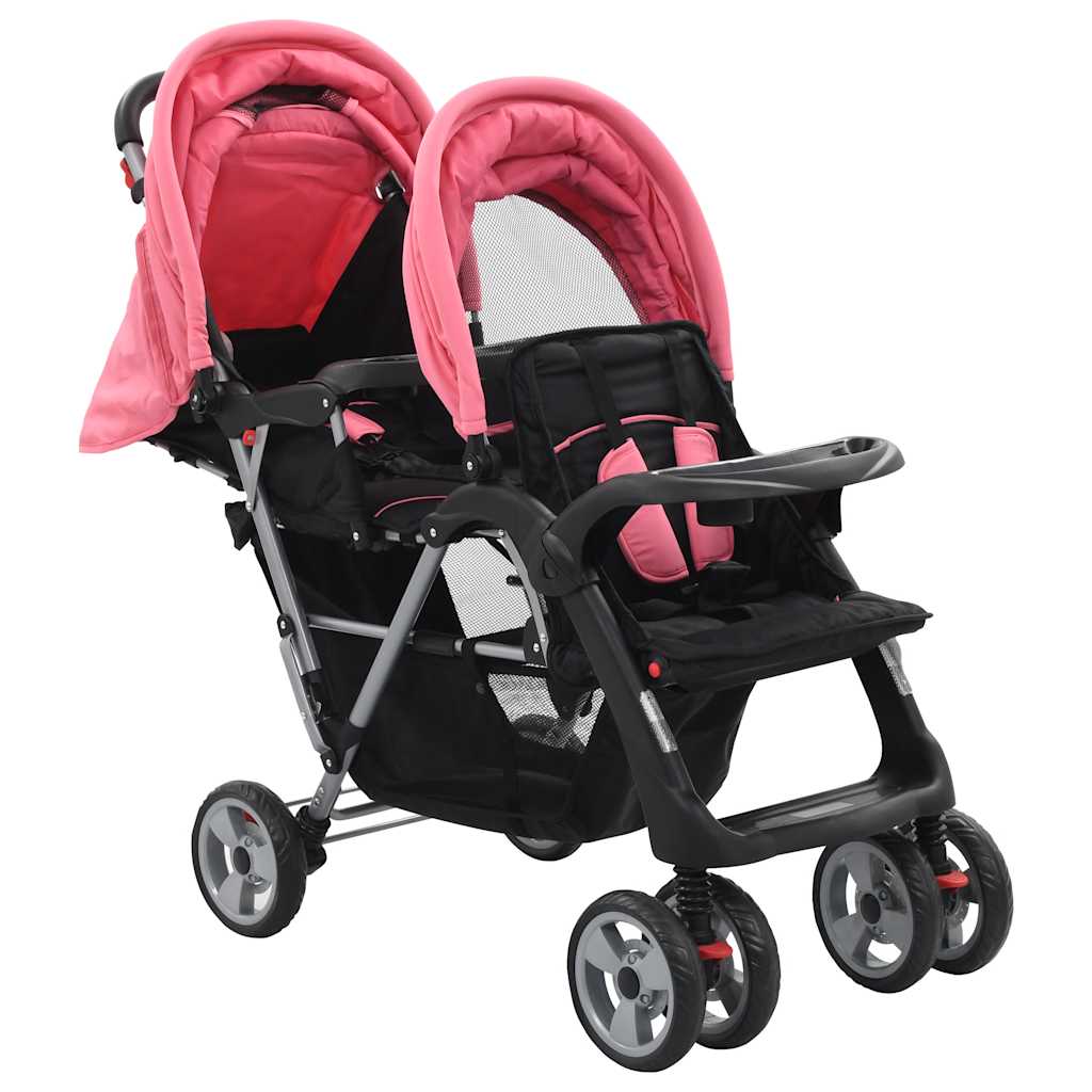 Kinderwagen Dubbel Staal En Zwart