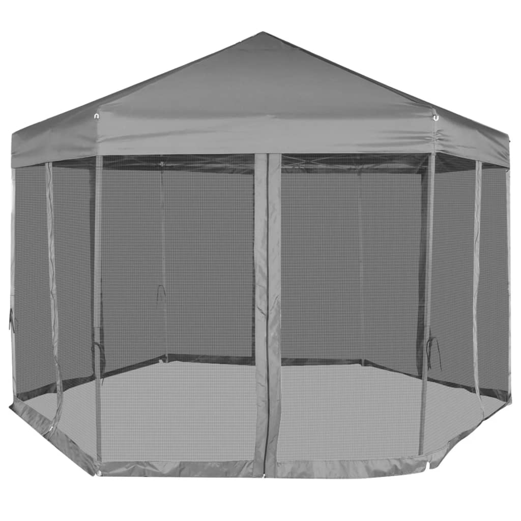 Partytent Pop-Up Zeshoekig Met 6 Zijwanden 3,6X3,1 M