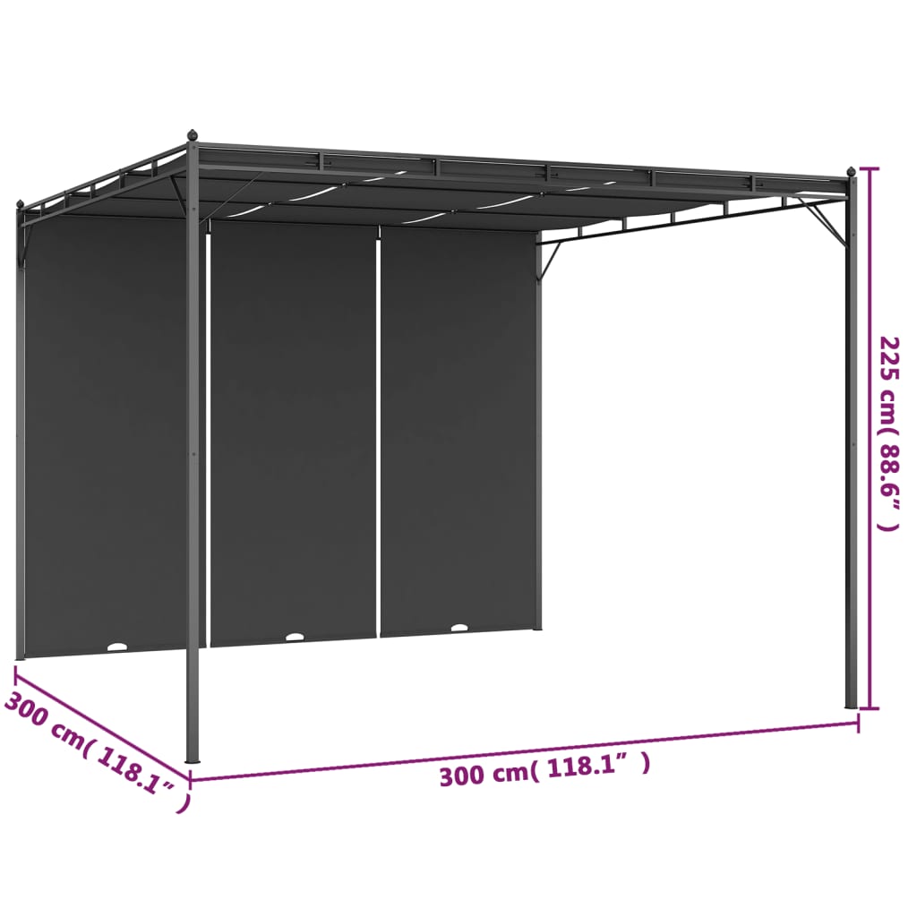 Tuinprieel Met Zijgordijn 3X3X2,25 M
