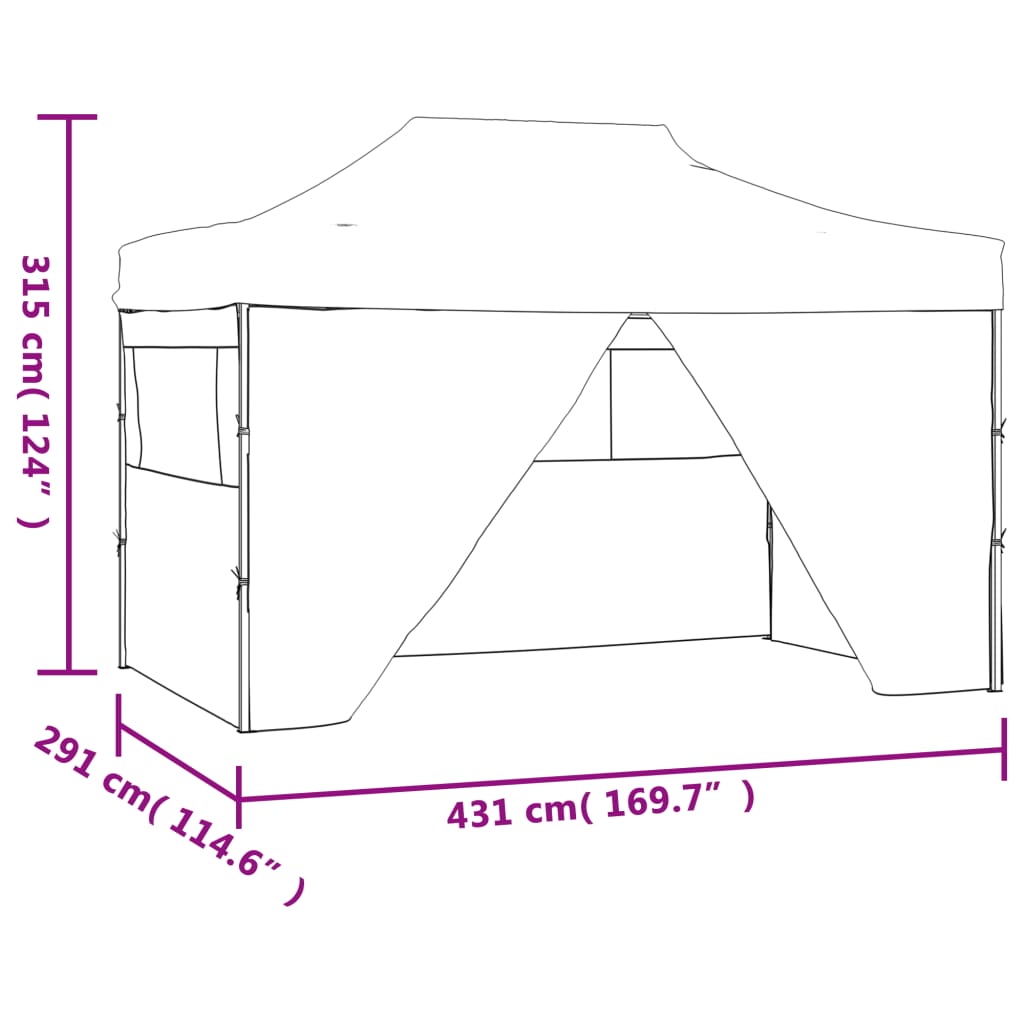 Partytent Met 4 Zijwanden Inklapbaar 3X4,5 M Wit