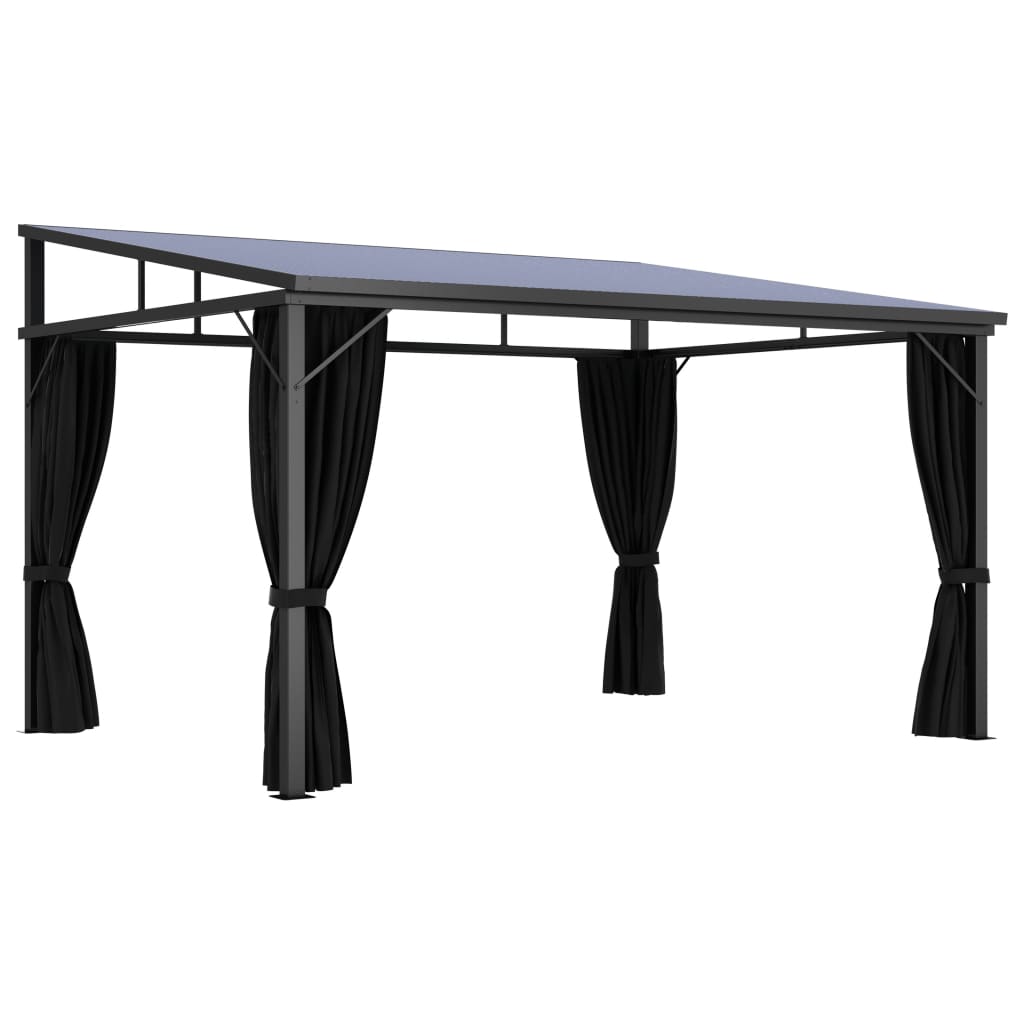 Prieel Met Gordijn 405X294X244 Cm Antraciet