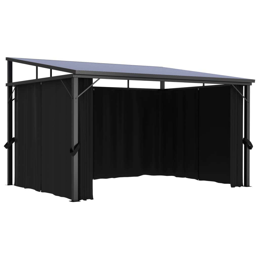 Prieel Met Gordijn 405X294X244 Cm Antraciet