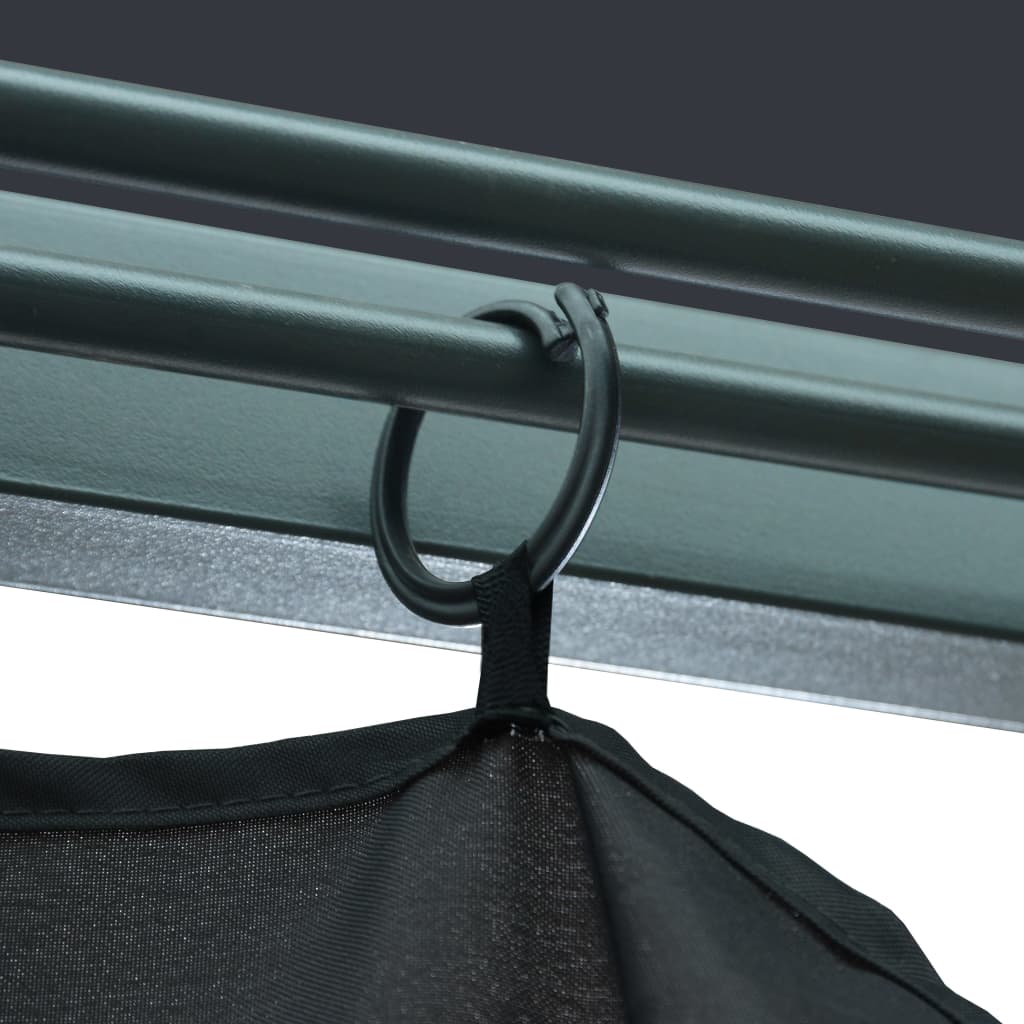 Prieel Met Gordijn Led-Lichtslinger 3X3 M Aluminium