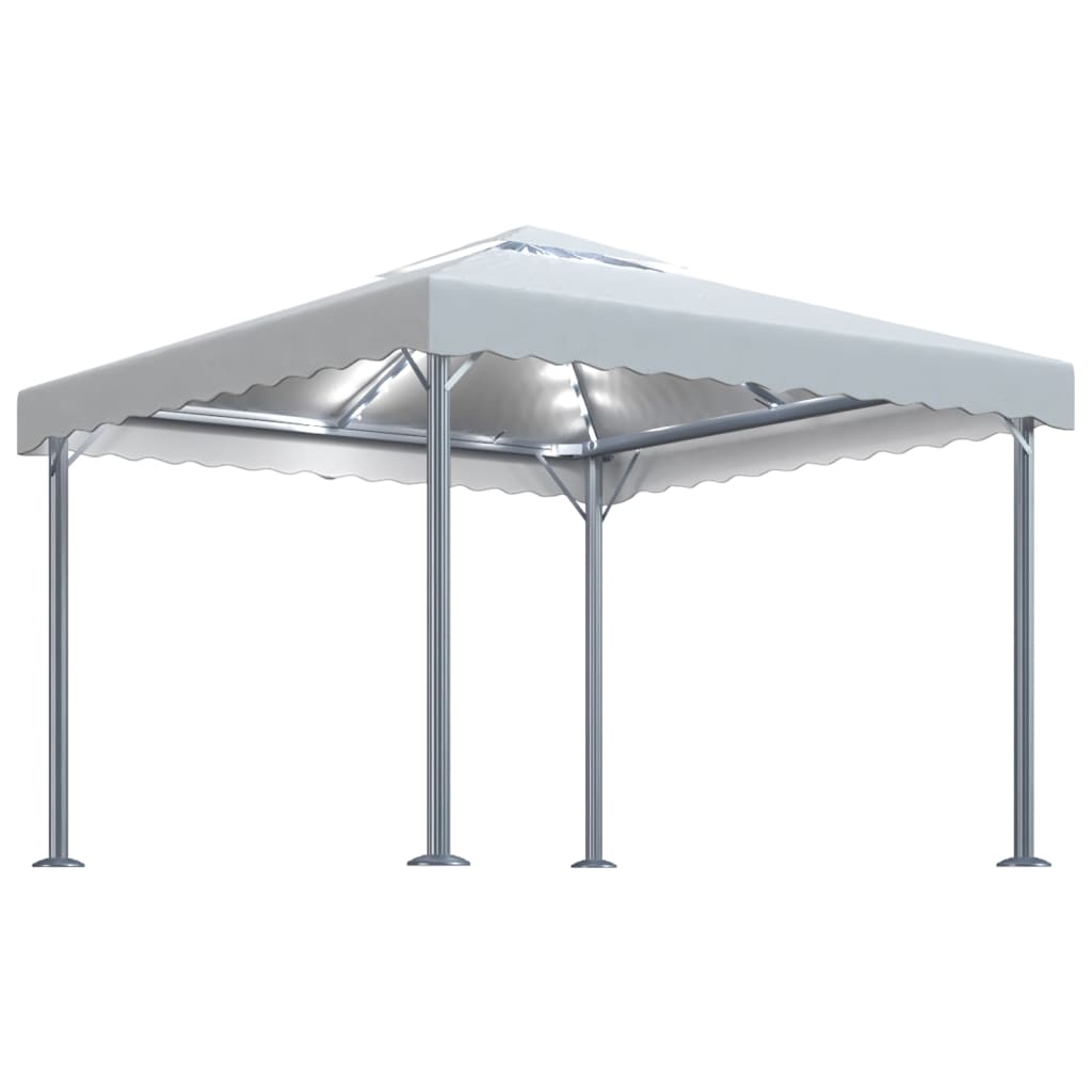 Prieel Met Led-Lichtslinger 300X300 Cm Aluminium Kleurig