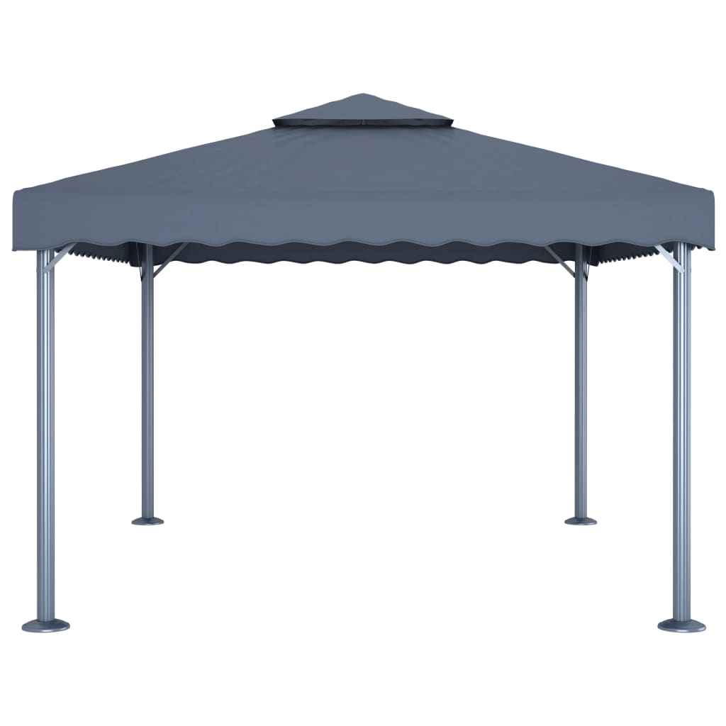 Prieel Met Led-Lichtslinger 400X300 Cm Aluminium Kleur