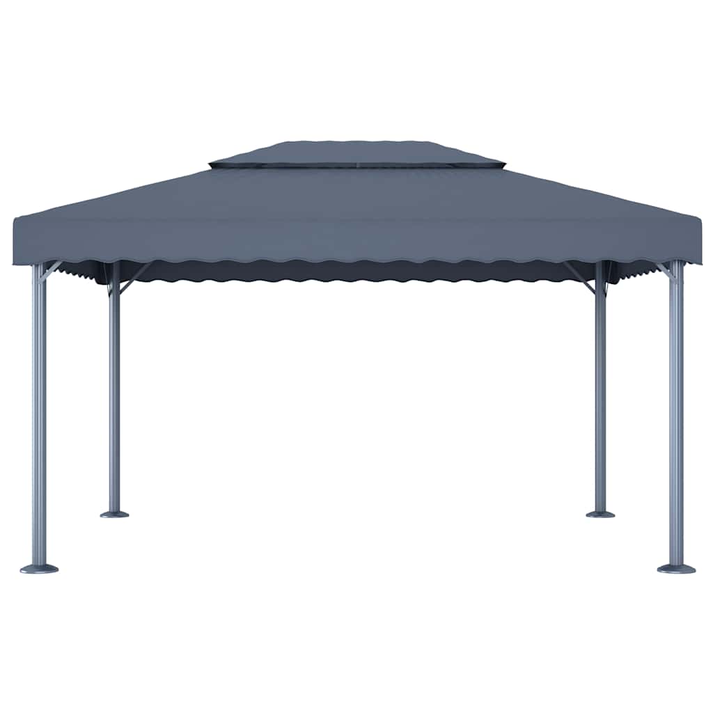 Prieel Met Led-Lichtslinger 400X300 Cm Aluminium Kleur