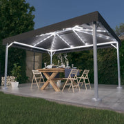 Prieel Met Led-Lichtslinger 400X300 Cm Aluminium Kleur