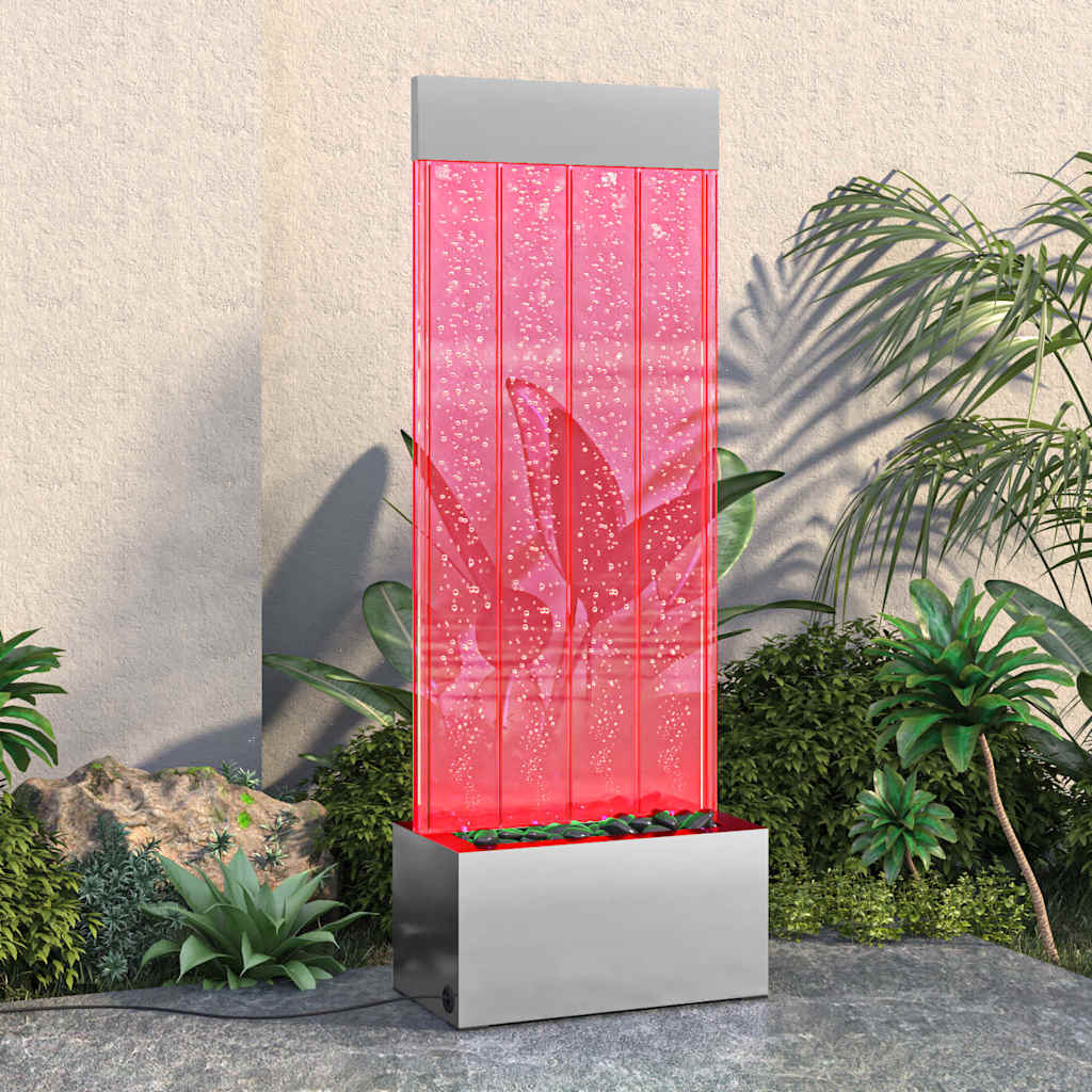 Bubbelzuil Met Rgb Led's 110 Cm Roestvrij Staal En Acryl