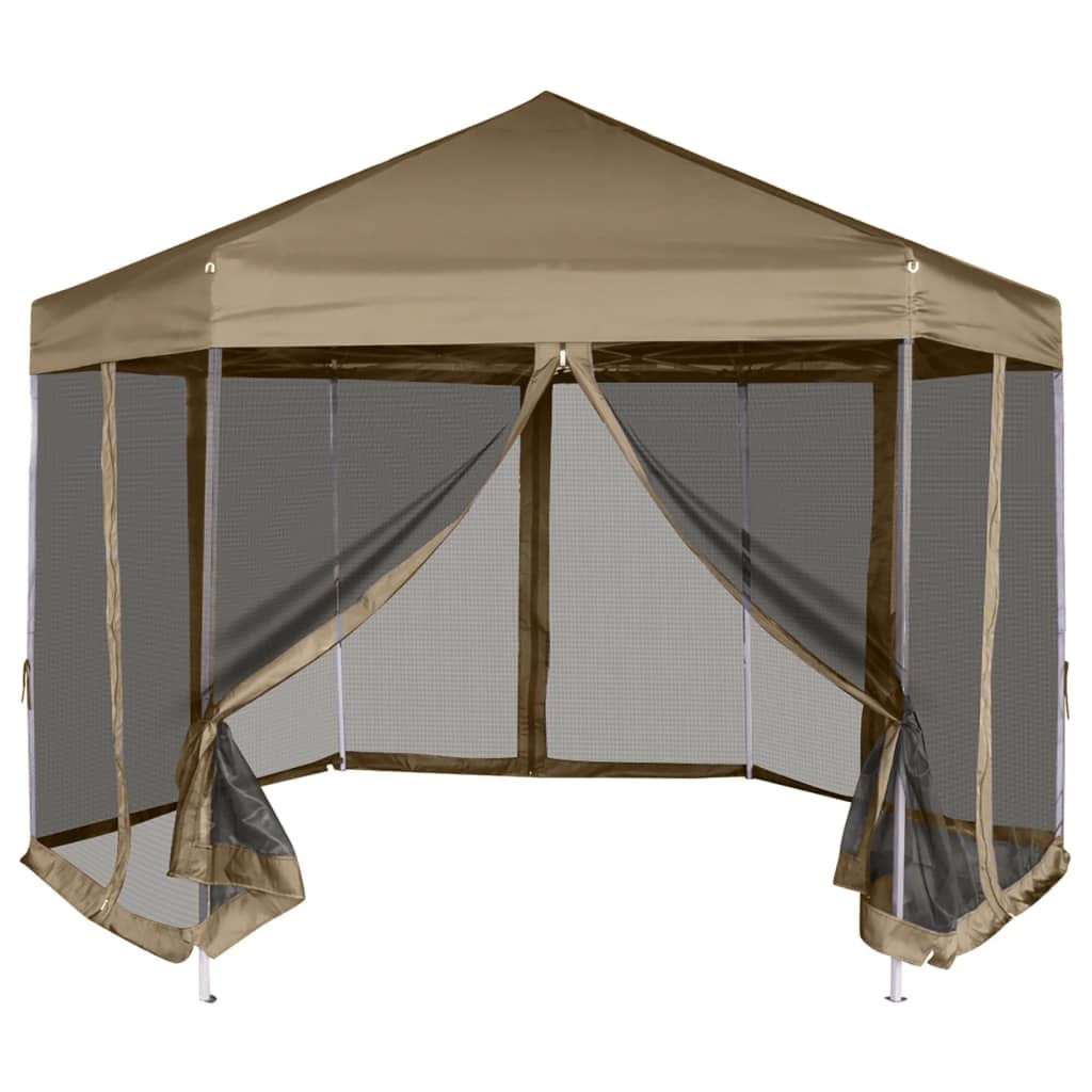 Partytent Pop-Up Zeshoekig Met 6 Zijwanden 3,6X3,1 M
