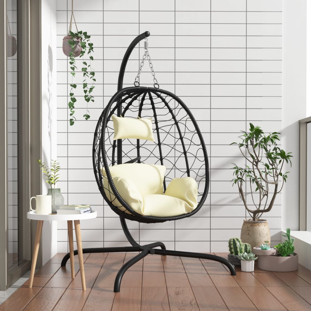 Hangende Ei-Stoel Met Kussen Poly Rattan & Staal