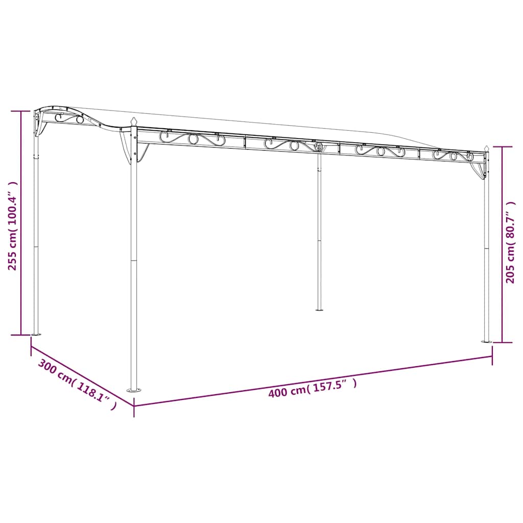 Luifel 4X3 M 180 G/M² Stof En Staal Kleurig