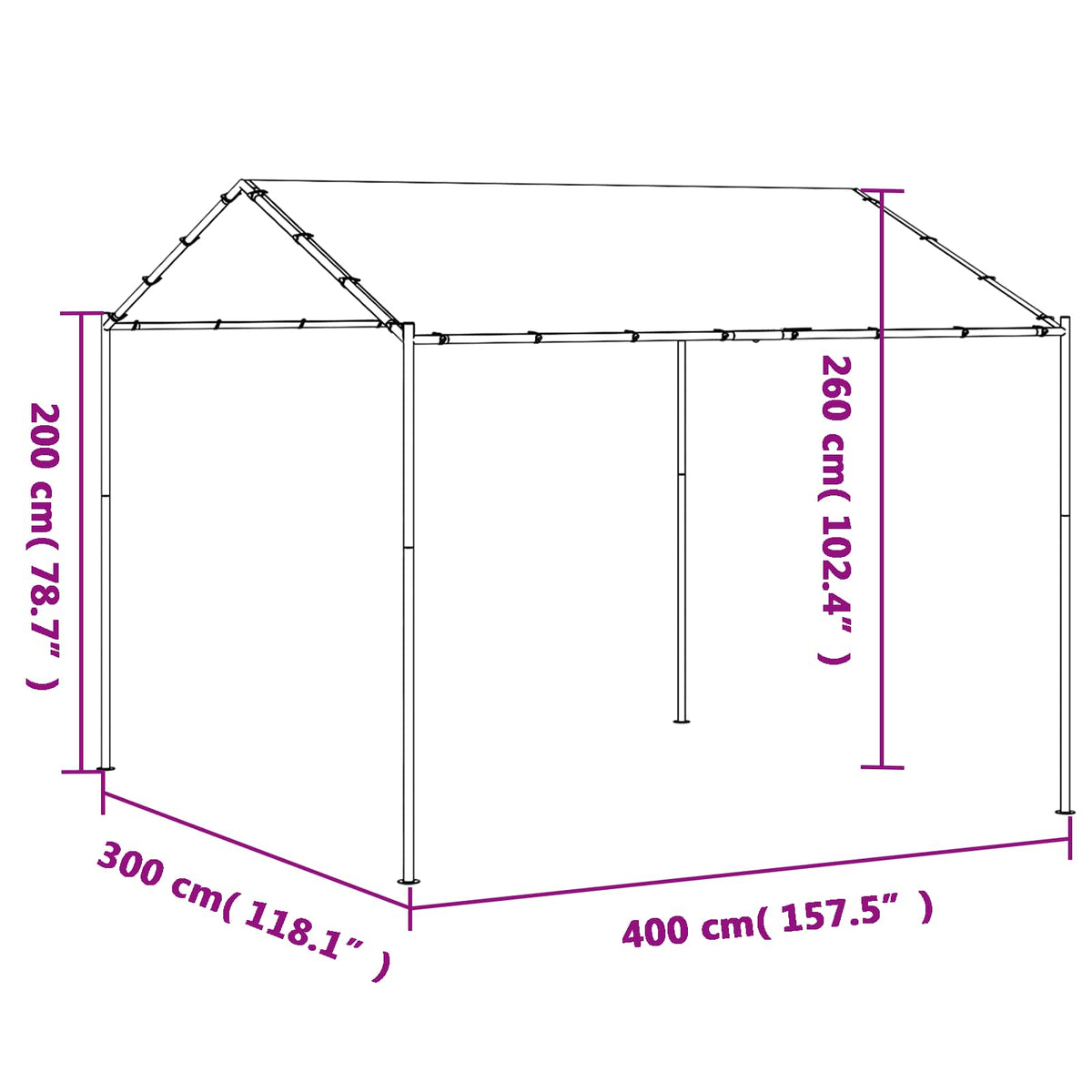 Prieel 4 X 4 X 2,6 M Wit Staal En Polyester 180 Gsm