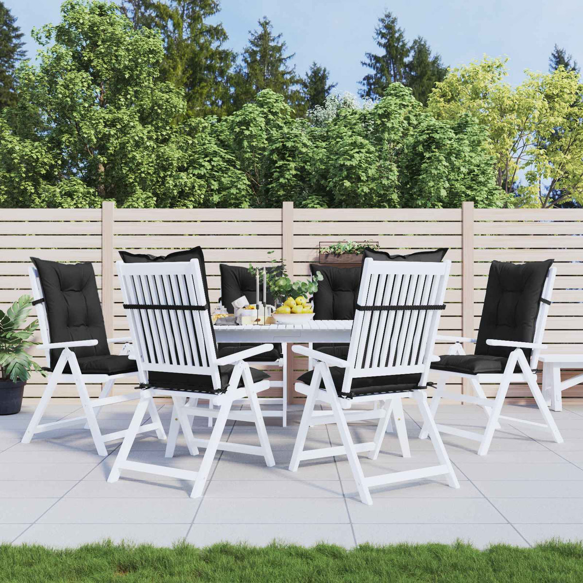 Set Hoge Rug Stoelkussens 4 St Polyester