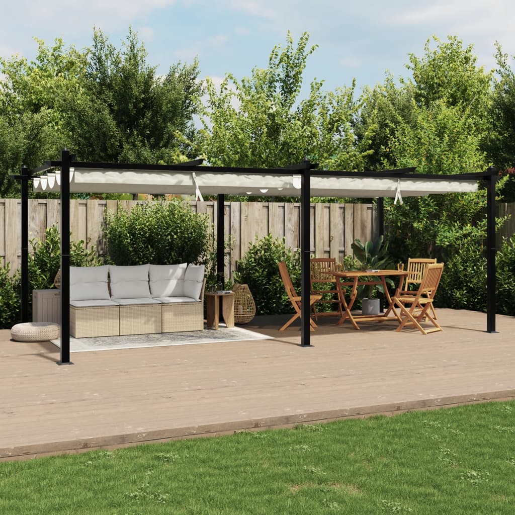 Prieel Met Uittrekbaar Dak 3X6 M Aluminium Kleurig