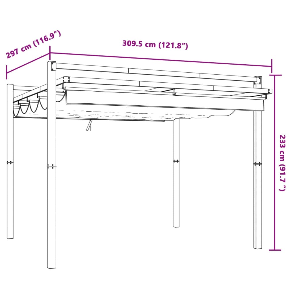 Prieel Met Uittrekbaar Dak 3X3 M Aluminium Kleurig