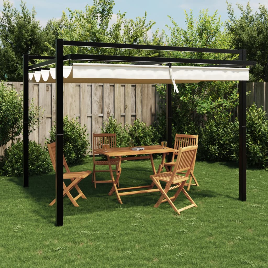 Prieel Met Uittrekbaar Dak 3X3 M Aluminium Kleurig