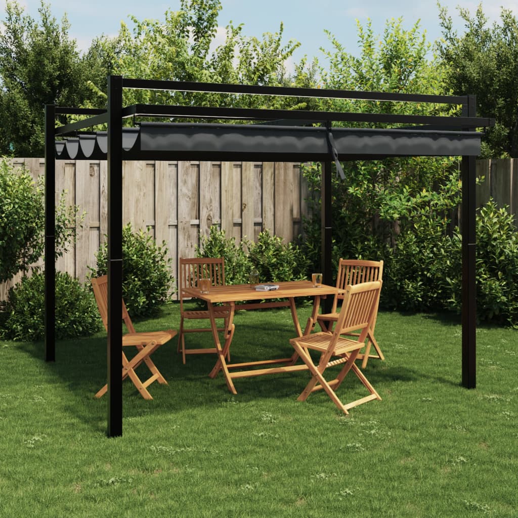 Prieel Met Uittrekbaar Dak 3X3 M Aluminium Kleurig