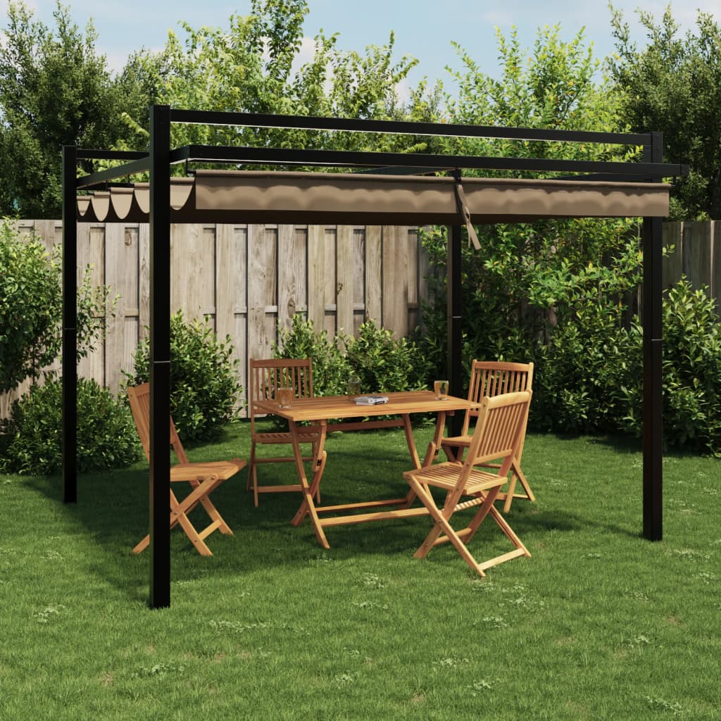 Prieel Met Uittrekbaar Dak 3X3 M Aluminium Kleurig